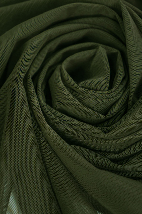 Soft dark green tulle mesh