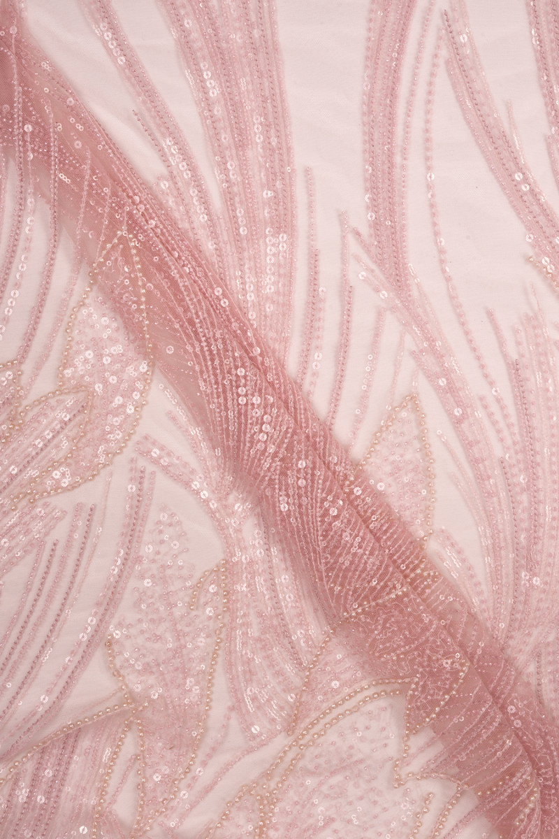 Tessuto da sera con perline - rosa chiaro