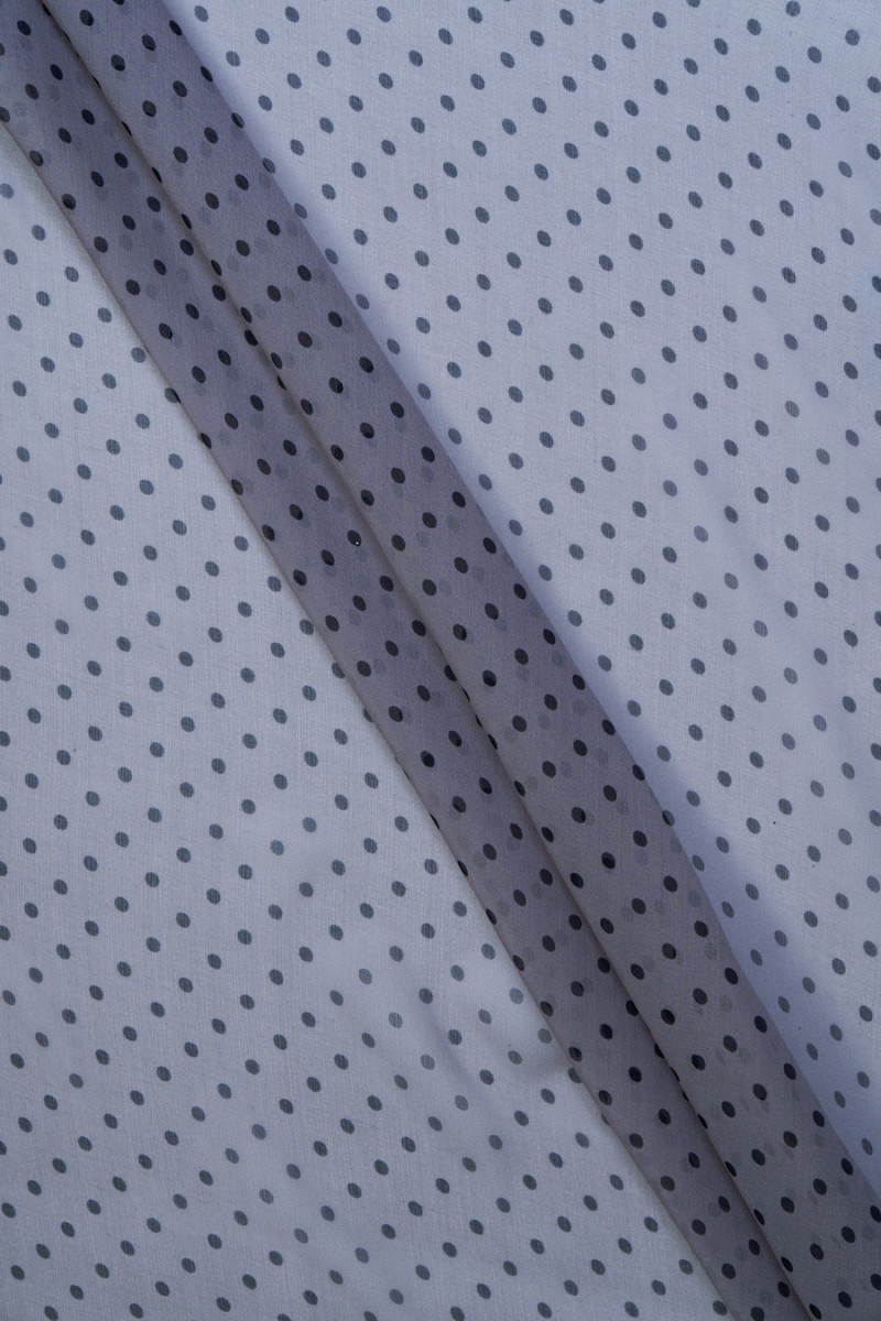 Silk muslin gray with polka dots