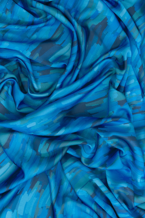 Polyester satin with flowers