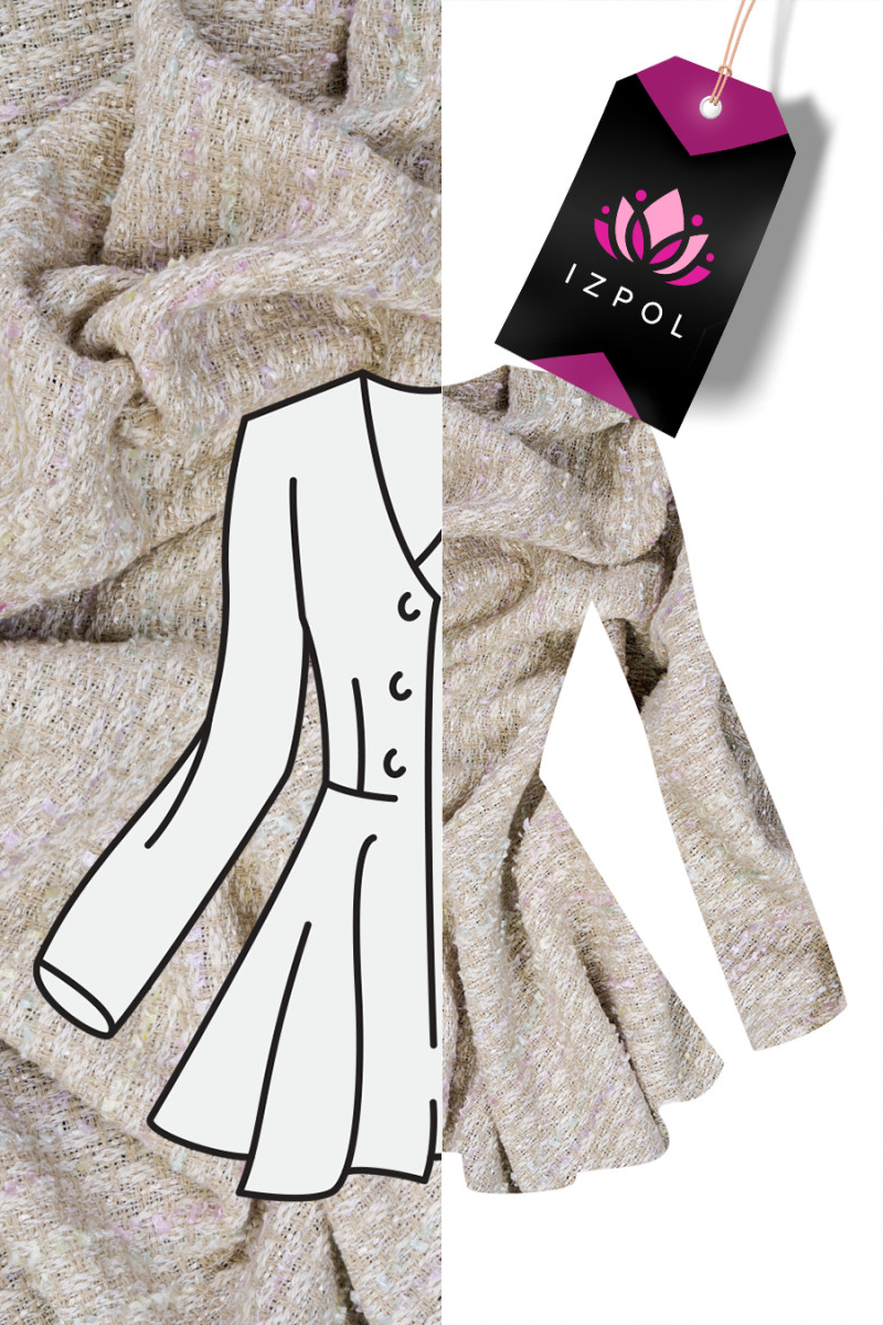 Chanel-stof - lysebeige KUPON 100cm