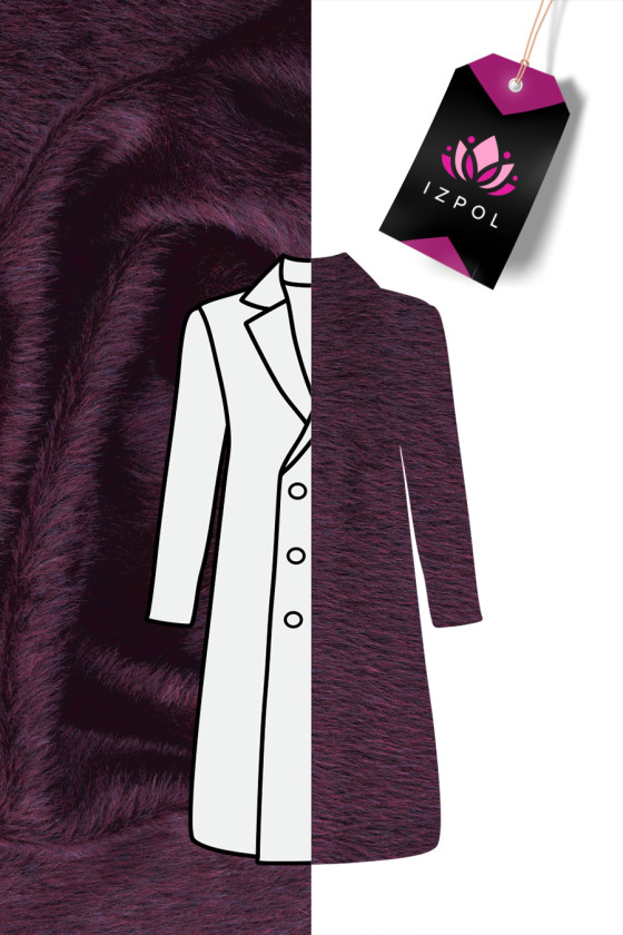Coat wool with alpaca burgundy two-tone
