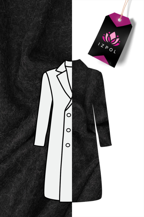 Coat wool with cashmere black