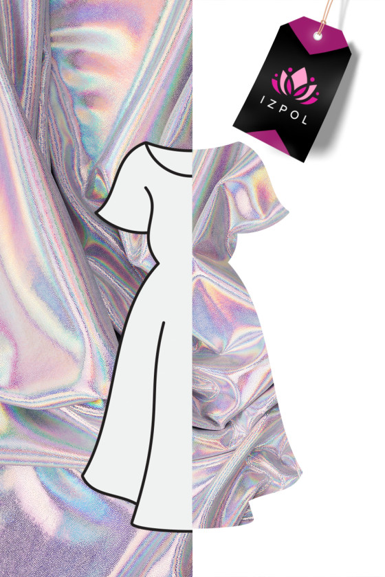 Lycra hvid og sølv multi-KUPON 180cm