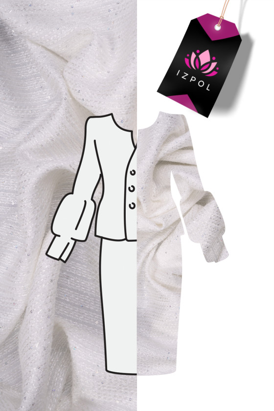 Látka Chanel s flitry krémový KUPÓN 160 cm
