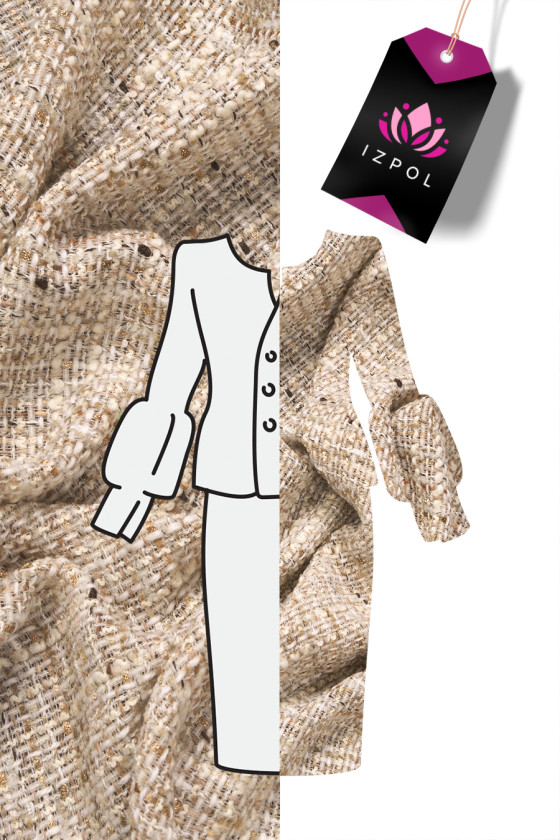 Tkanina typu chanel beżowa KUPON 110cm