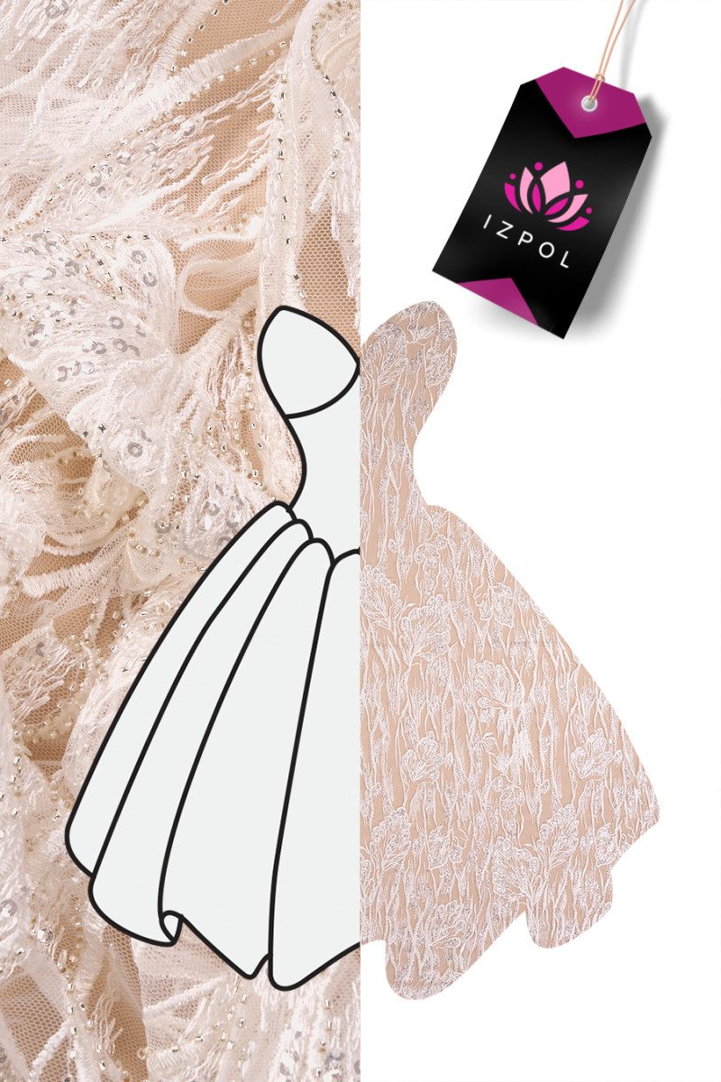 Pizzo écru con perline COUPON 80cm