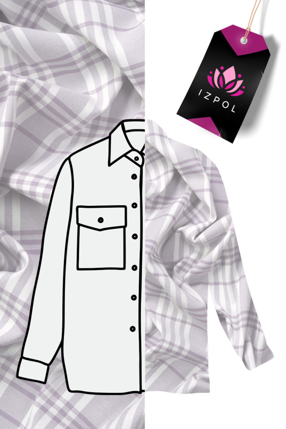 Chemise à carreaux en viscose KUPON 100 cm