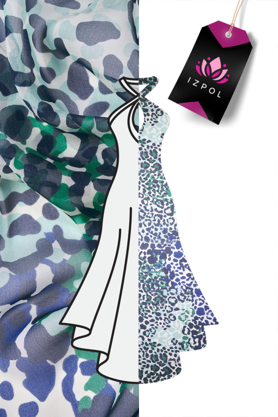 Szyfon jedwabny w panterkę KUPON 65cm