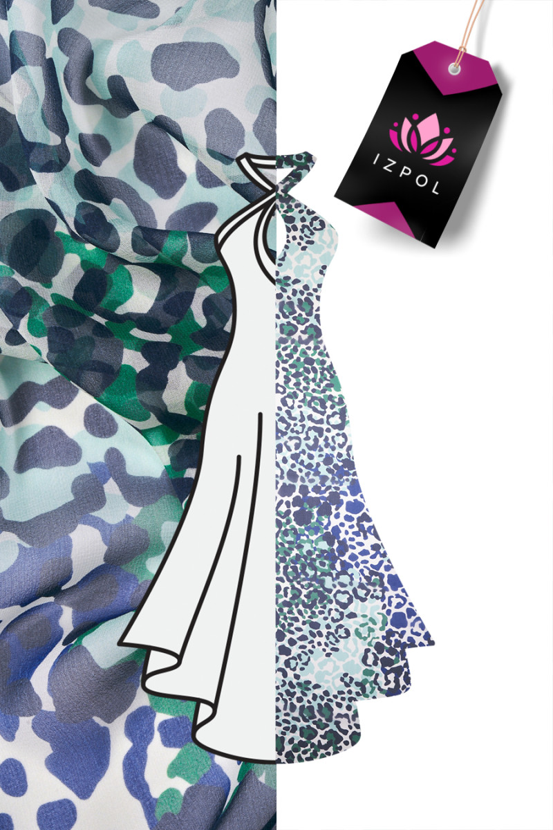 Szyfon jedwabny w panterkę KUPON 65cm