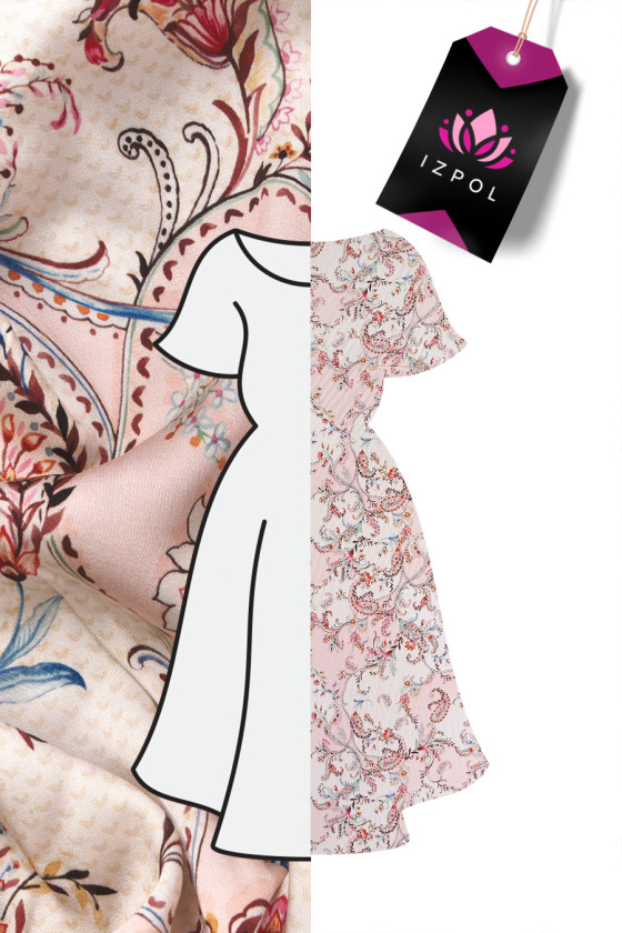 Wiskoza - paisley i kwiaty KUPON 170cm
