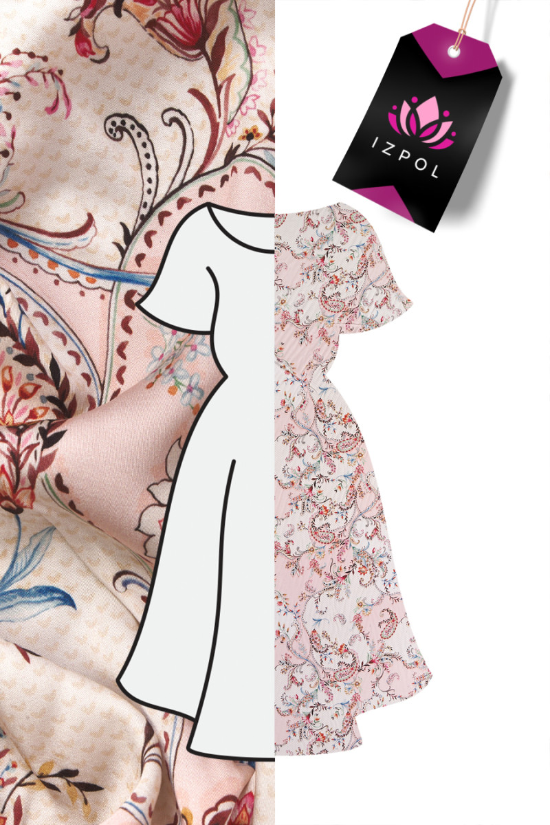 Wiskoza - paisley i kwiaty KUPON 170cm