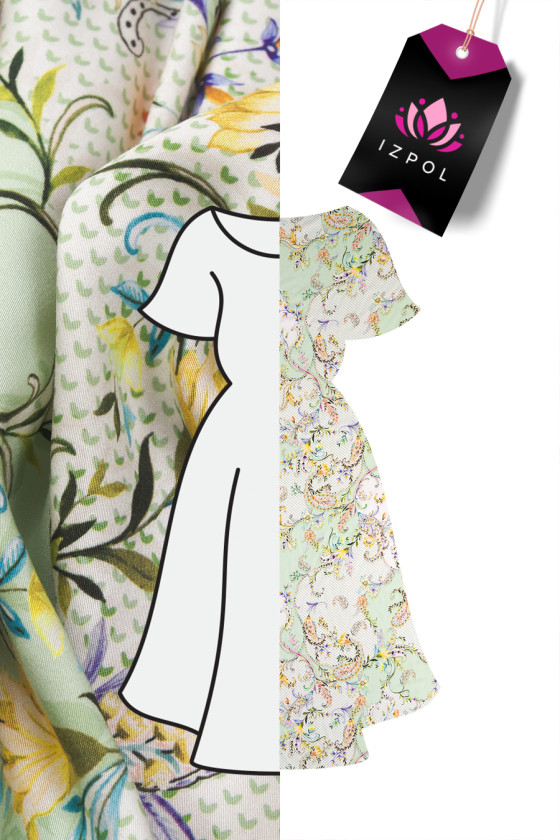 Wiskoza - paisley i kwiaty KUPON 70cm
