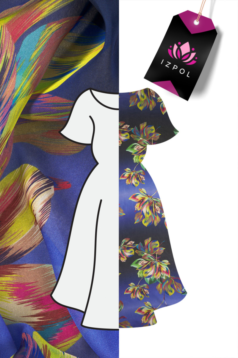 Polyester chiffon med blomster