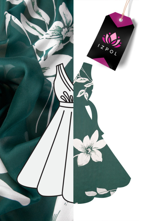 Zijden mousseline met bloemen