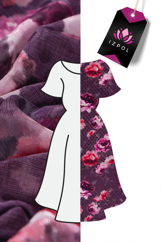 Jacquard-Seiden-Crêpe mit Blumen