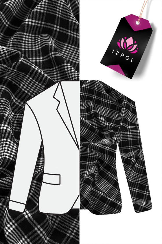 Checkered wool white and black