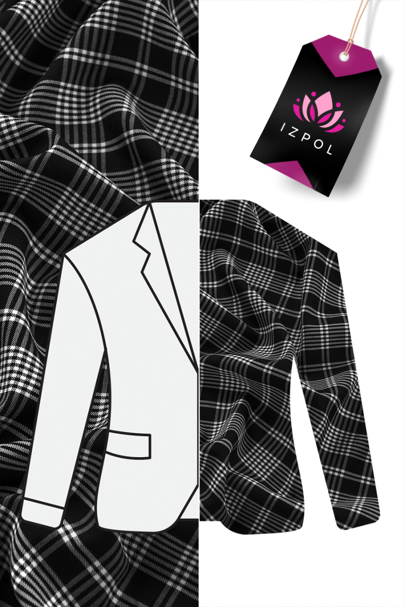 Checkered wool white and black