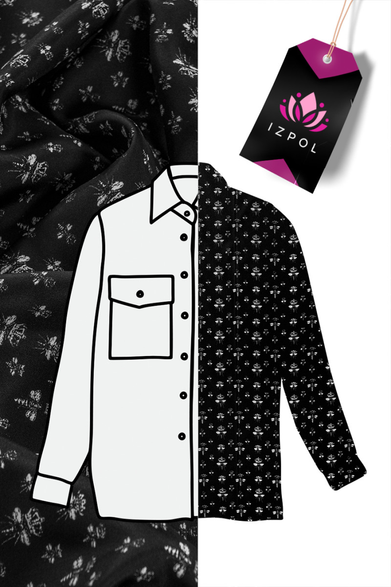 Twill jedwabny muszki czarny KUPON 110cm