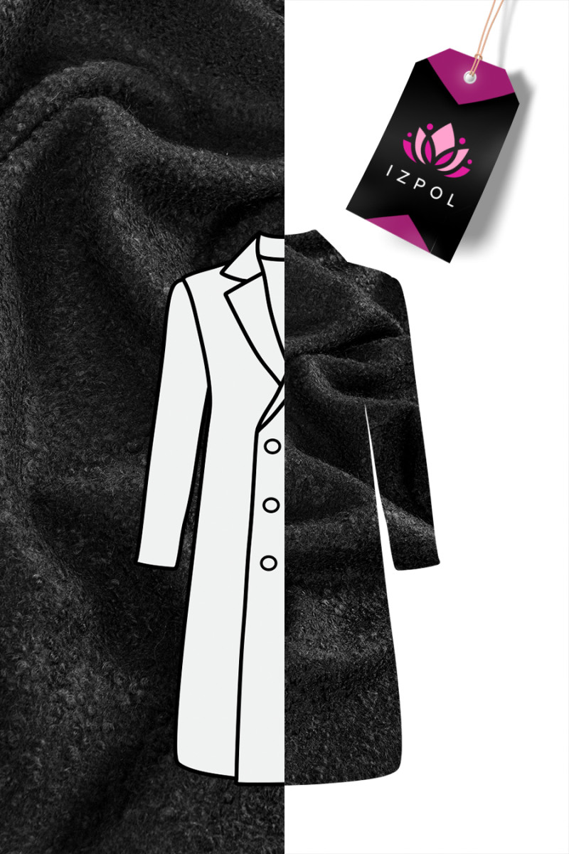 Abrigo de lana boucle con mohair negro