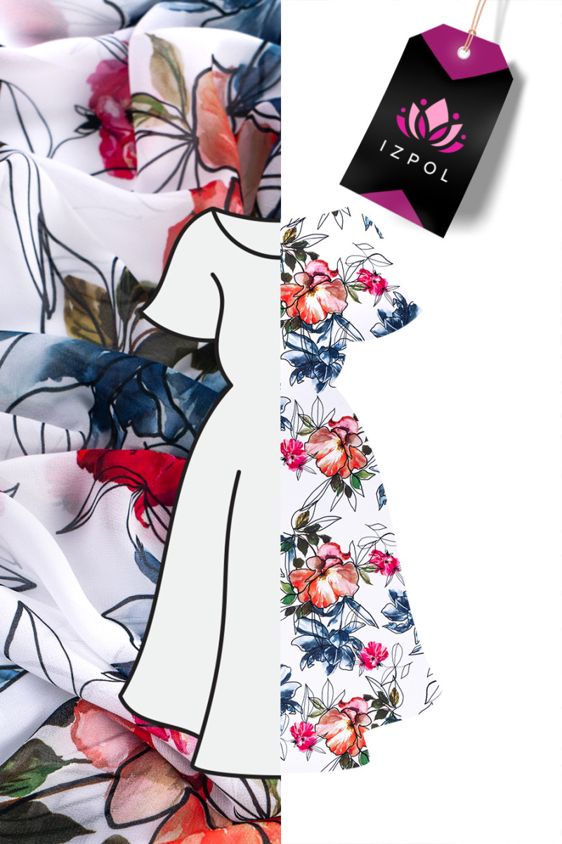 Georgette di poliestere con fiori