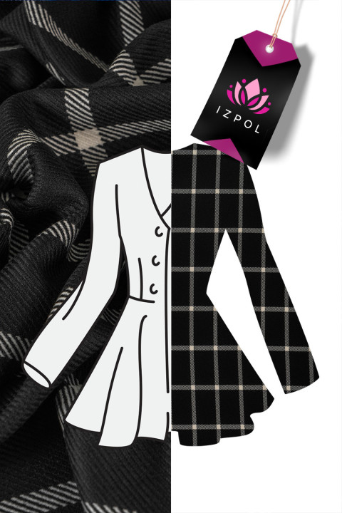Wool with cashmere large trellis