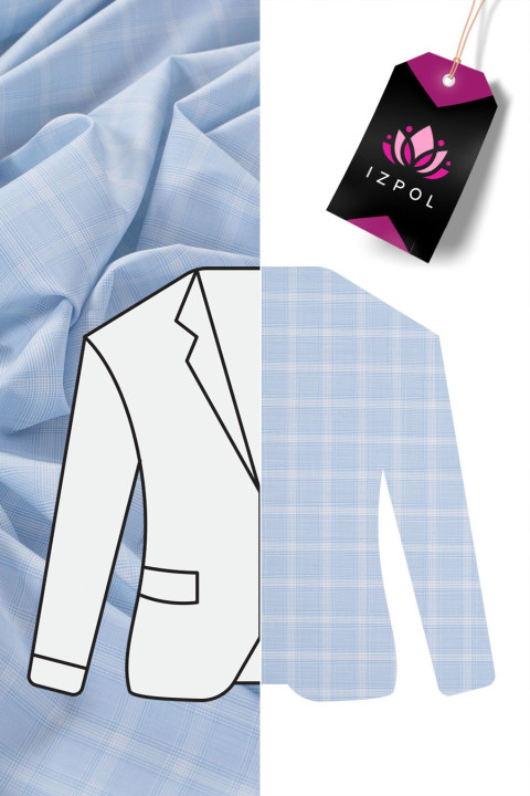 Checkered blue costume wool