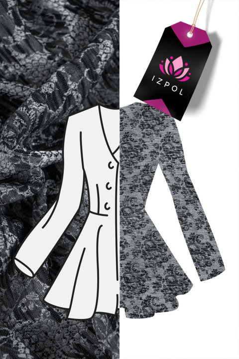 Jacquard schwarz und silber mit Blumen