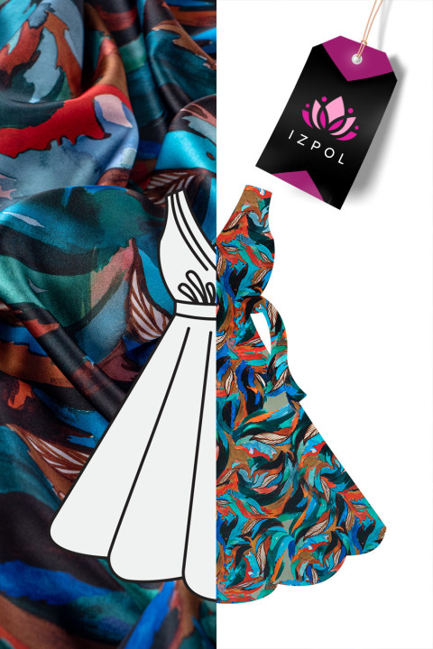 Polyester satin in colorful patterns