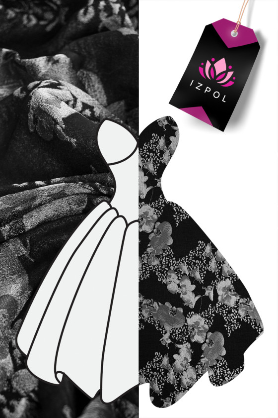 Jacquard soie-polyester avec fleurs