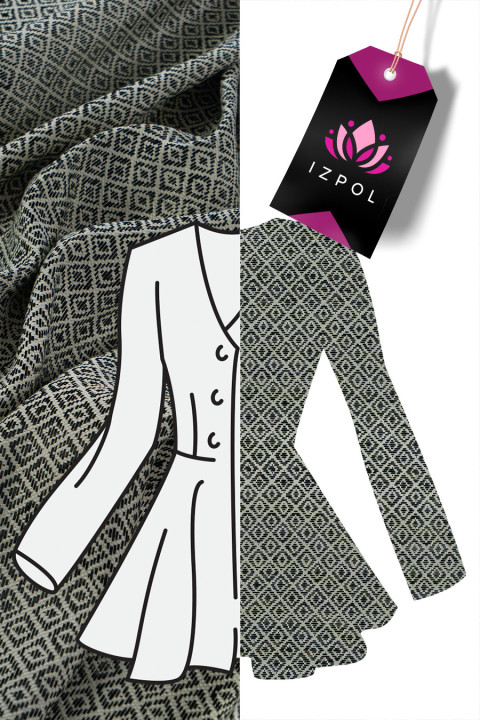 Jacquard in rhombuses with raffia