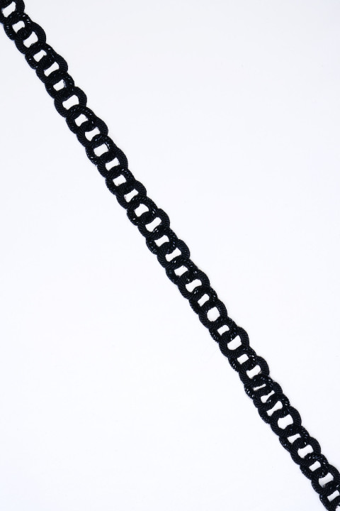 Taśma z koralikami czarna KUPON 50cm