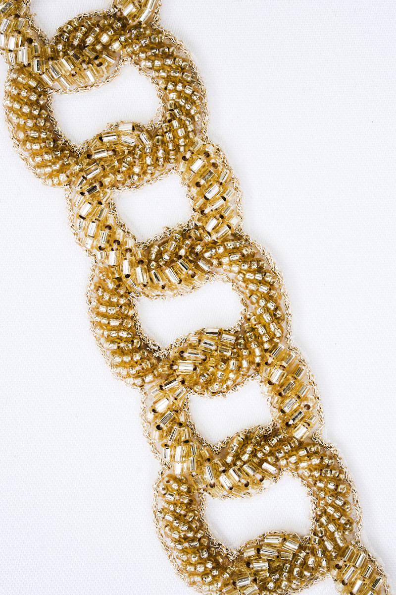 Ruban avec perles dorées COUPON 50cm