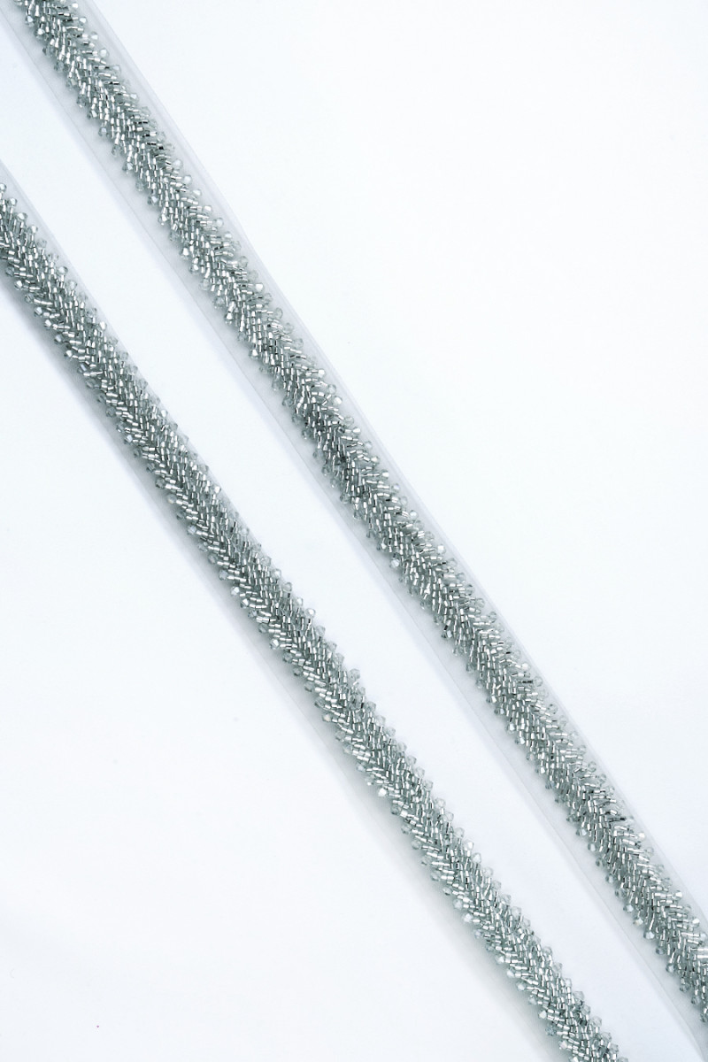 Beaded tape grey COUPON 120cm