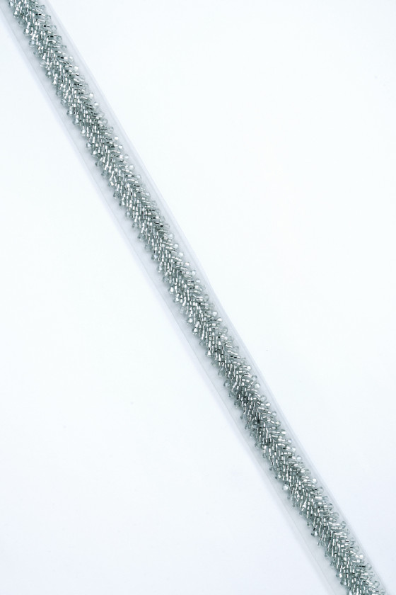 Pērlīšu lente pelēka KUPONS 120cm