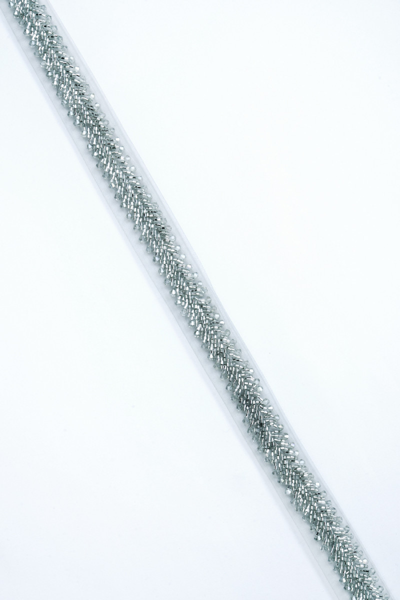 Pērlīšu lente pelēka KUPONS 120cm