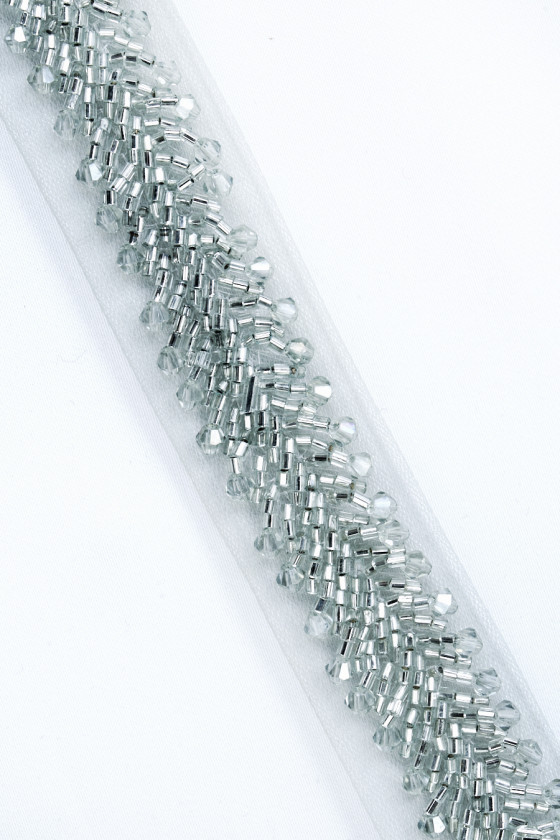 Beaded tape grey COUPON 120cm