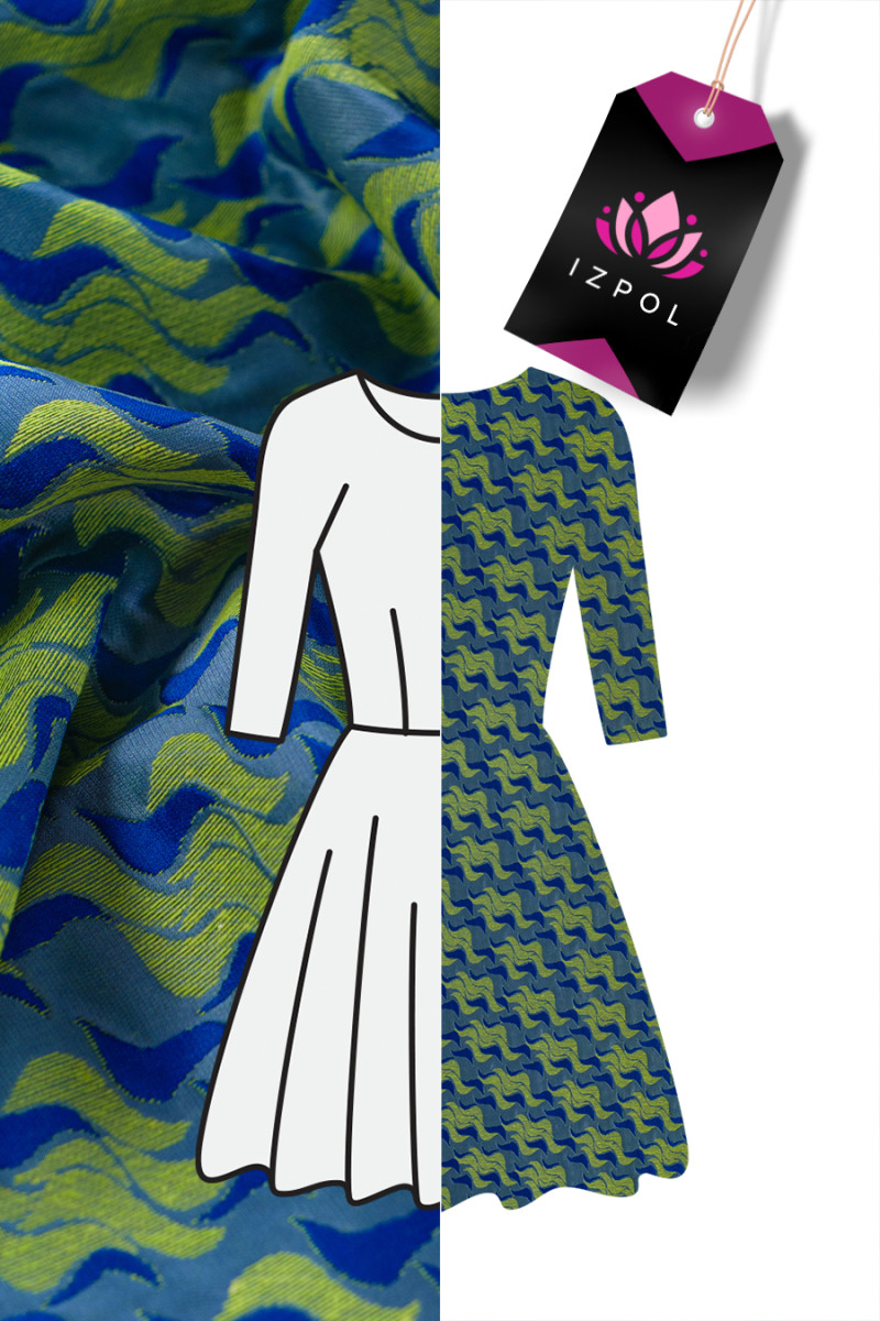 Jacquard în valuri - albăstrea-var