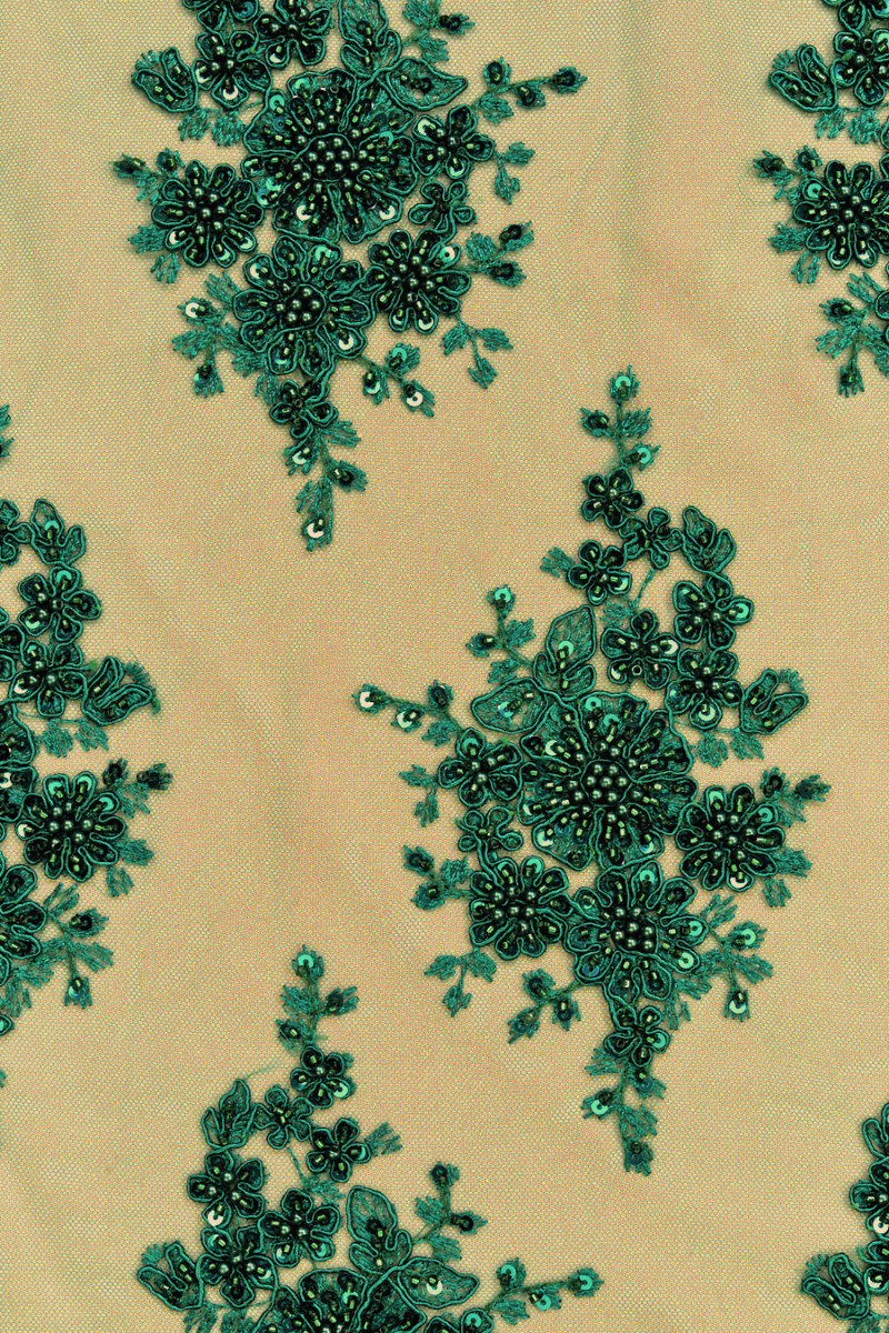 Lace with beads dark green