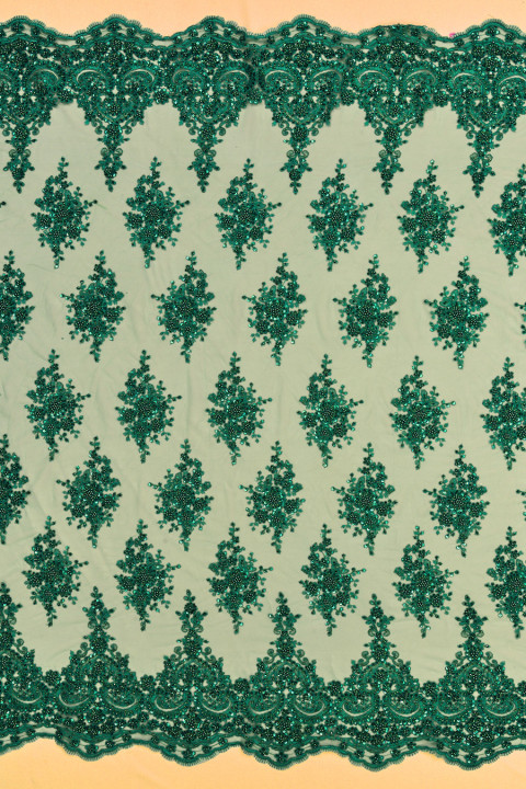 Encaje de cuentas verde oscuro