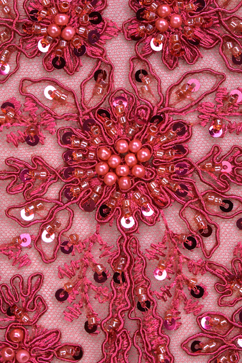 Raspberry COUPON beaded lace 150cm