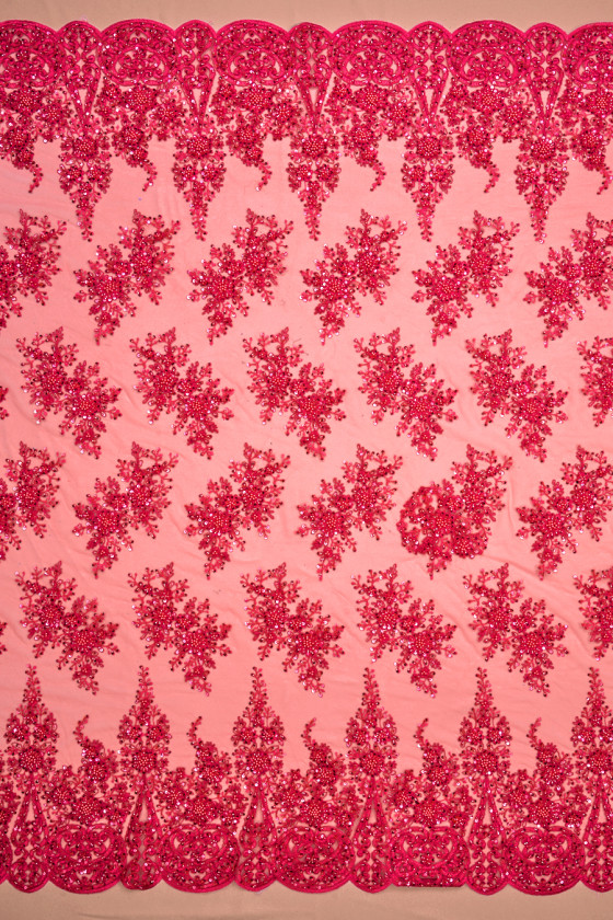 Raspberry COUPON beaded lace 150cm