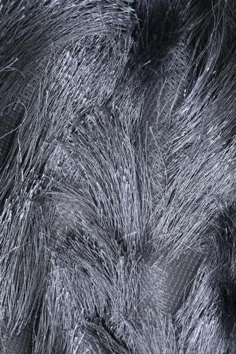 Gray fabric with fringe