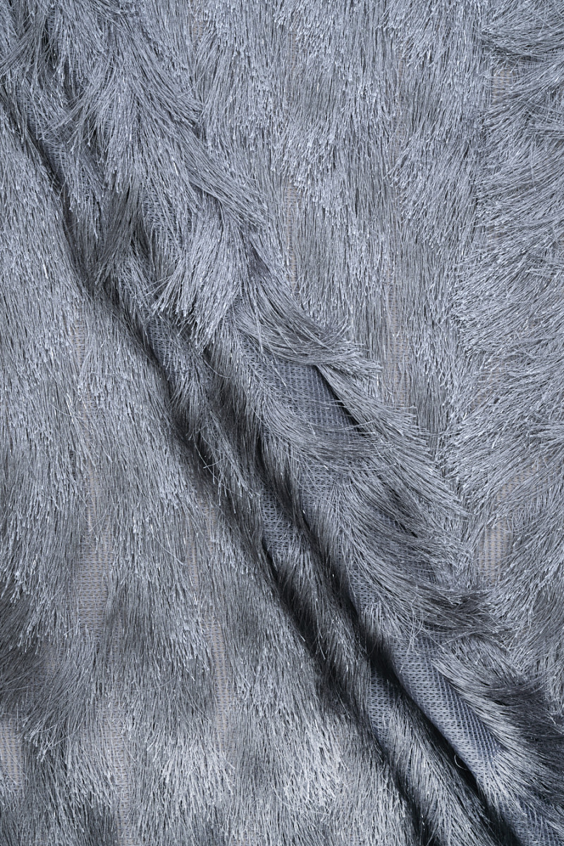 Gray fabric with fringe