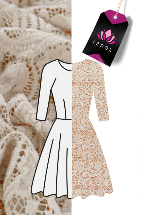 Lace in flowers - cold beige