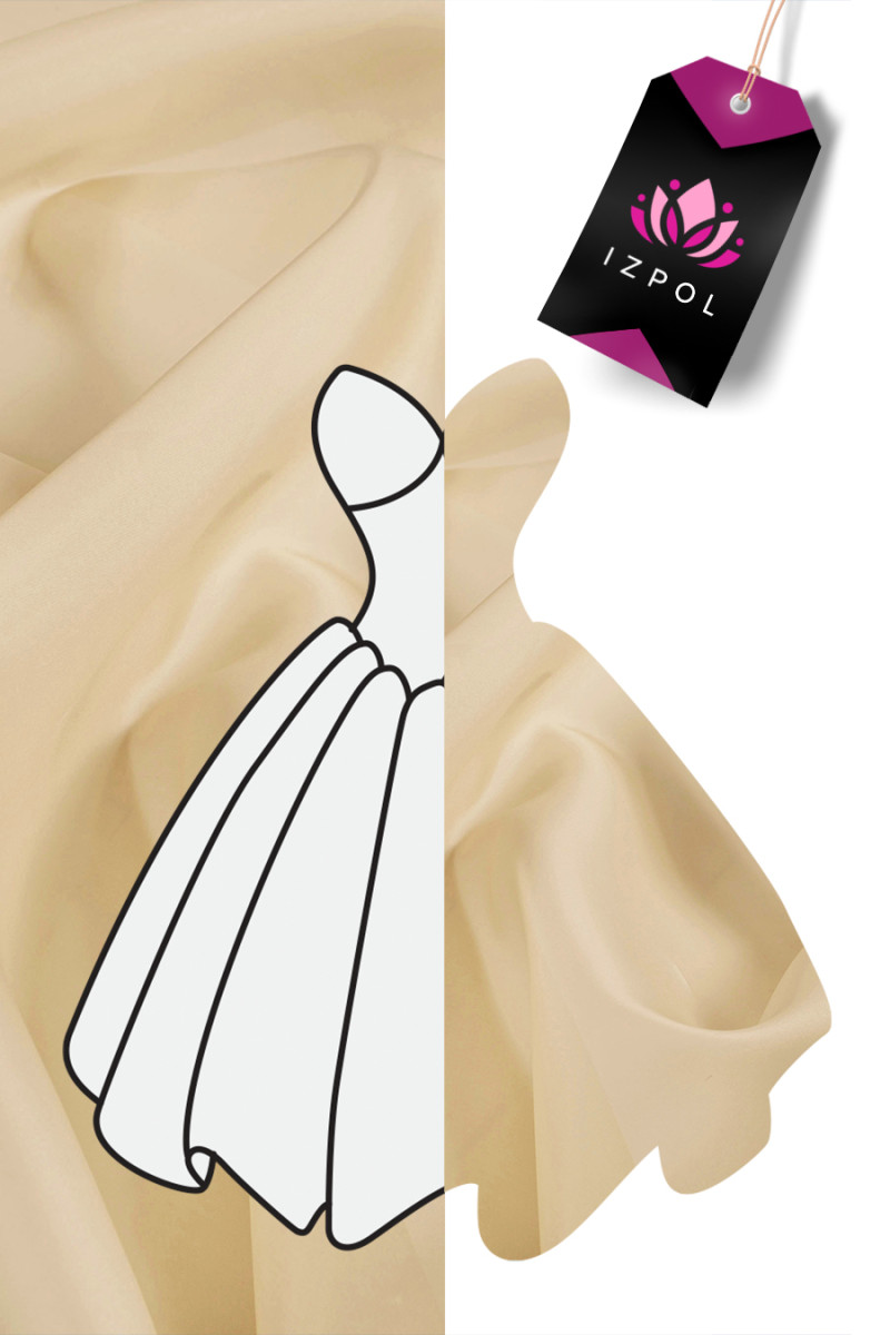 Organza jedwabna - waniliowa KUPON 120cm