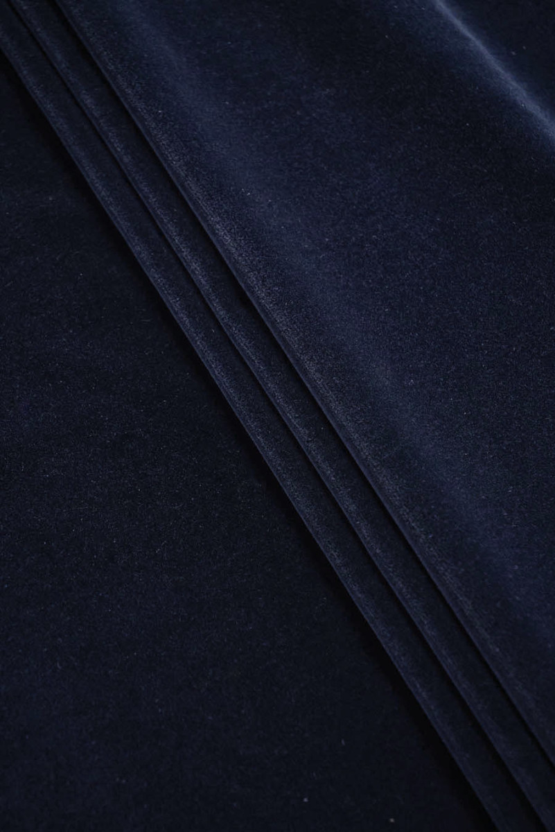 Veliūrinis (aksominis) medvilninis tamsiai tamsiai mėlynas