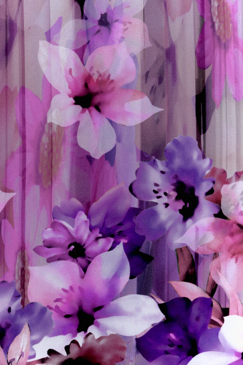 Silk Satin with Flowers COUPON 80cm