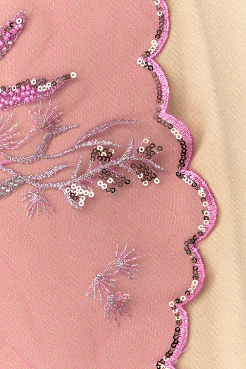 Tulle with beads and sequins pink
