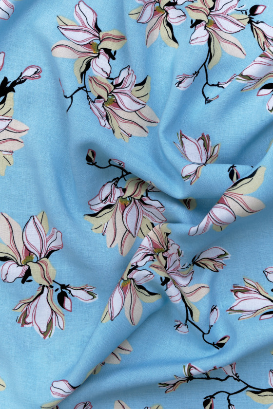 Viscose bleue à fleurs